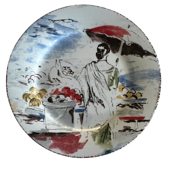 Vtg Exclusive Pier 1 Imports Destination Porcelain Salad Dessert Plates Set of 4 - Picture 3 of 8